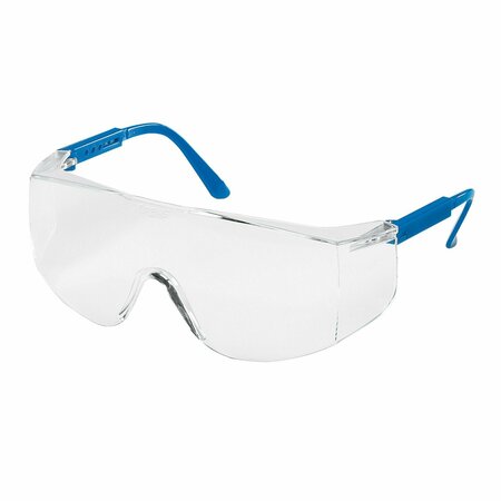 MCR SAFETY Glasses, TC1 Blue Temples, Clear Lens, 12PK TC120
